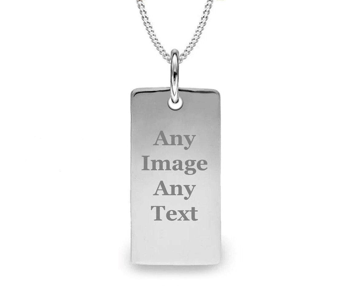 Personalised Sterling Silver Engraved ID Bar Pendant Necklace