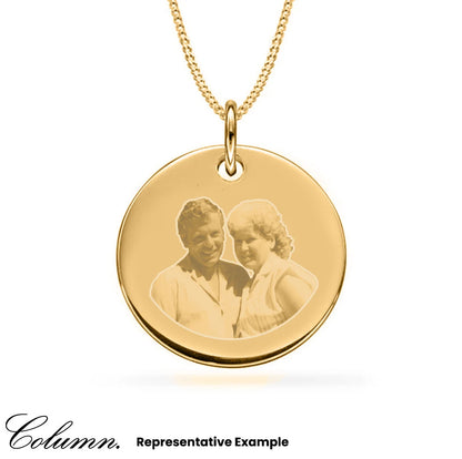 Personalised 9ct Gold Plated Engraved 20mm Disc Pendant Necklace