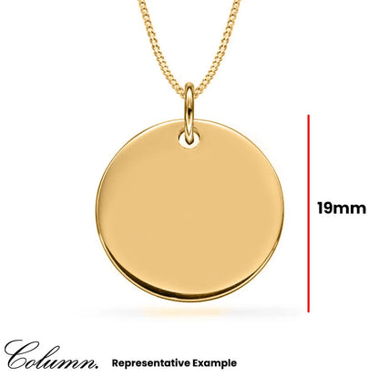 Personalised 9ct Gold Plated Engraved 20mm Disc Pendant Necklace