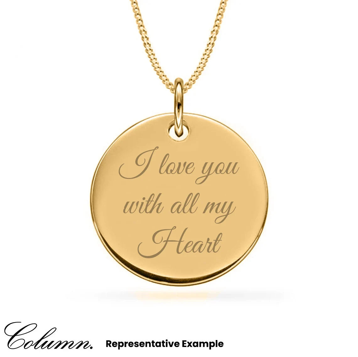 Personalised 9ct Gold Plated Engraved 20mm Disc Pendant Necklace