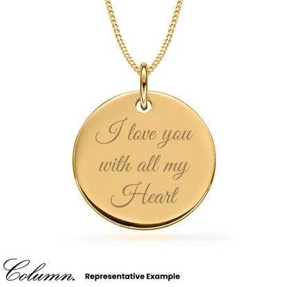 Personalised 9ct Gold Plated Engraved 20mm Disc Pendant Necklace