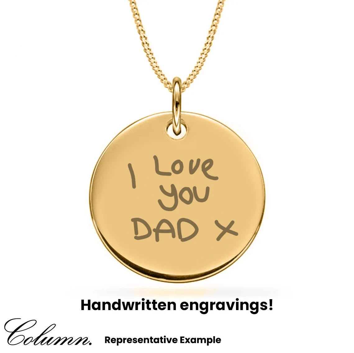 Personalised 9ct Gold Plated Engraved 20mm Disc Pendant Necklace
