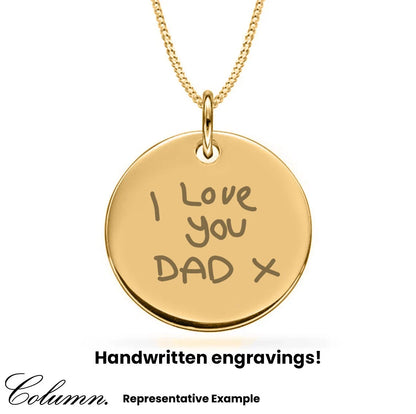 Personalised 9ct Gold Plated Engraved 20mm Disc Pendant Necklace