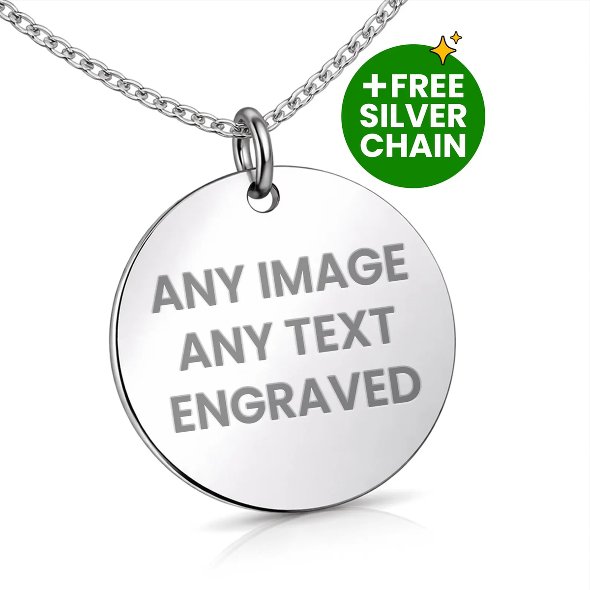 Personalised Pendant Sterling Silver Disc Necklace