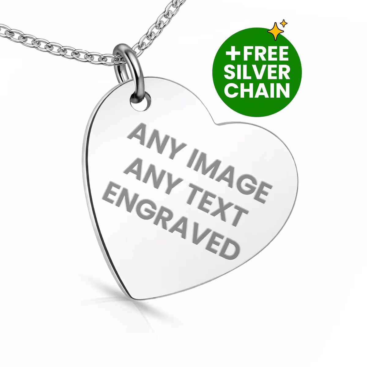 Personalied Sterling Silver Engraved Heart Pendant Necklace