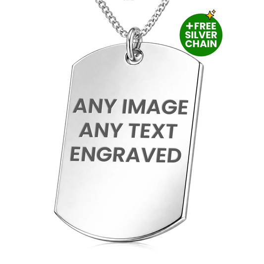 Personalised Sterling Silver Engraved Dog Tag Pendant Necklace